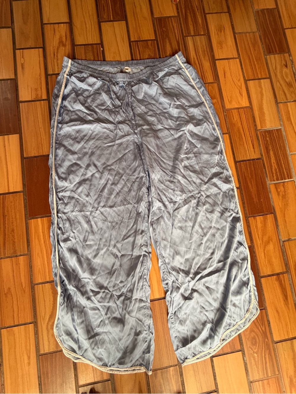 aerie Light Blue Men's Wide-Leg Lounge Joggers with Side Piping